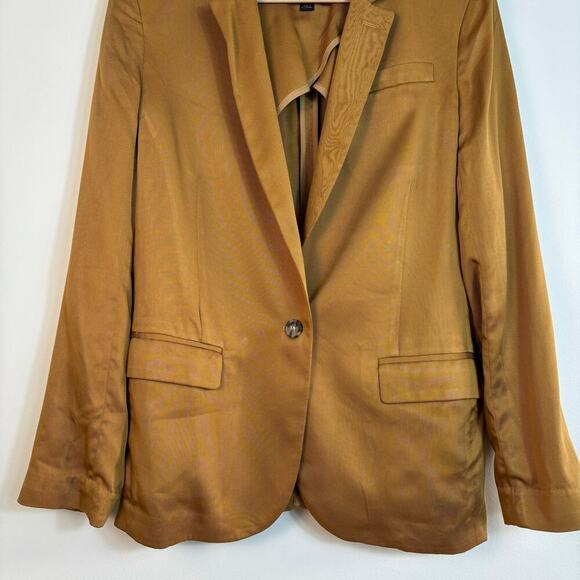 J Crew Alfie in Gramercy Twill Blazer Size 14 Camel Oversize Fit Minimal Office - Picture 10 of 13